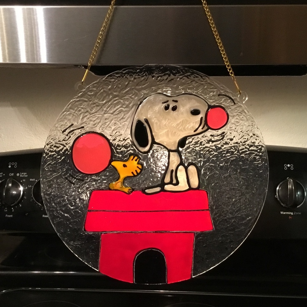 Snoopy and Woodstock handcrafted on 10 X 10 acrylic circle